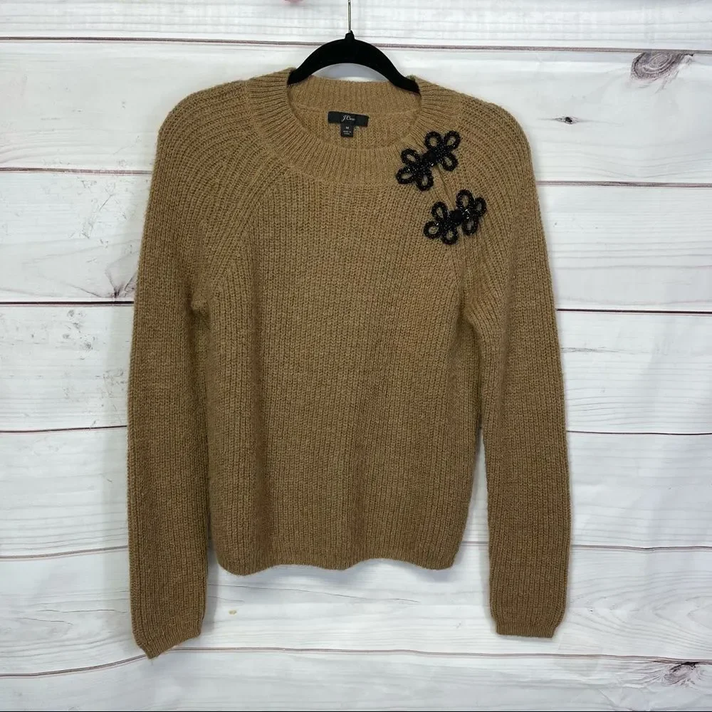 J.Crew Ribbed Sweater with Beaded Clasp - Picture 2 of 6